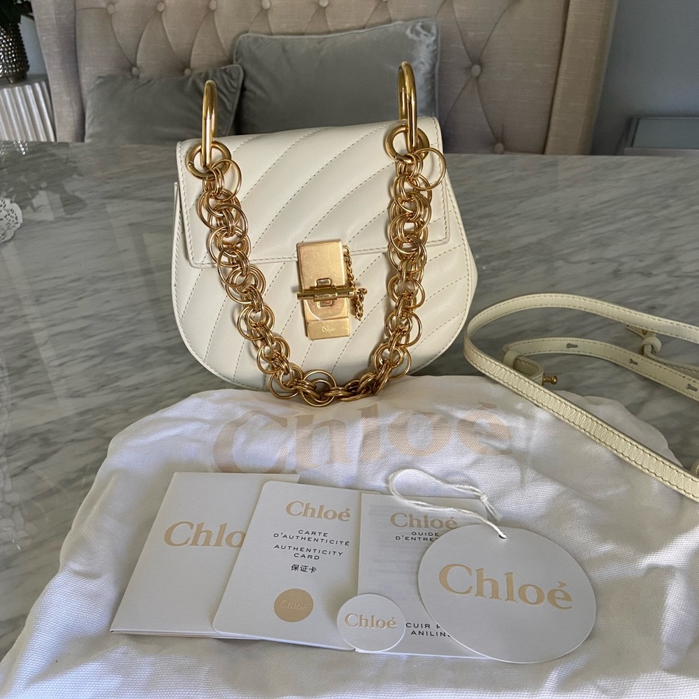 Chloe Mini Drew Bijou White GHW